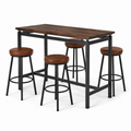 5-teiliges Bartisch-Set mit 4 Barhockern, Tisch 120 × 60 × 90 cm, Hocker Ø 35 × 65 cm, Braun/Schwarz, Industriestil