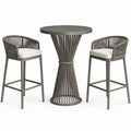 3-teiliges Gartenbar-Set in Taupe und Cremeweiß mit Bartisch Ø 80 × 105 cm und 2 Barhockern 58 × 55 × 104 cm