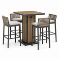 5-teiliges Gartenbar-Set in Braun, Anthrazit, Taupe und Beige – Tisch 100 × 100 × 105 cm mit 4 Barstühlen 55 × 58 × 108 cm
