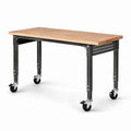 Höhenverstellbare Werkbank mit Rollen, 120 × 60 × 85 cm, Braun und Schwarz