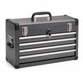 Abschließbarer Werkzeugkasten aus Metall mit 4 Schubladen, Grau/Schwarz/Silber, 51 × 22 × 39 cm