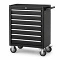 Abschließbarer Stahl-Werkzeugwagen mit 7 Schubladen und Rollen, 69 × 33 × 77 cm, Schwarz/Silber