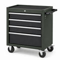 Mobiler Werkzeugwagen aus Stahl mit 4 abschließbaren Schubladen, 77 × 46 × 89 cm, Dunkelgrün/Schwarz/Silber