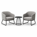 3-teiliges Set mit 2 Polstersesseln 75 × 72 × 78 cm und Beistelltisch Ø 45 × 50 cm, Grau/Schwarz