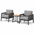 3-teiliges Gartenmöbel-Set mit 2 Sesseln 69 × 75 × 79 cm und Beistelltisch 50 × 50 × 50 cm, Grau/Schwarz/Braun