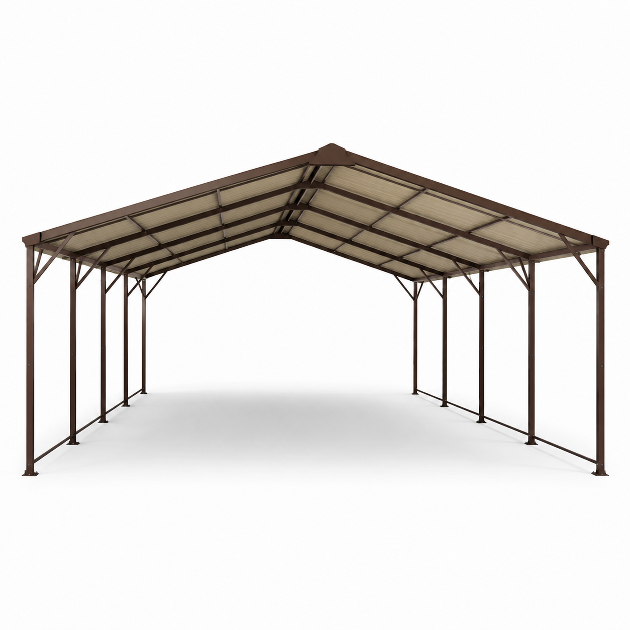 Gartenpavillon in Braun und Beige, 600 × 600 × 310 cm, Metallrahmen mit Satteldach