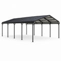 Gartenpavillon aus Metall mit Polycarbonat-Satteldach, 600 × 300 × 270 cm, Schwarz/Grau