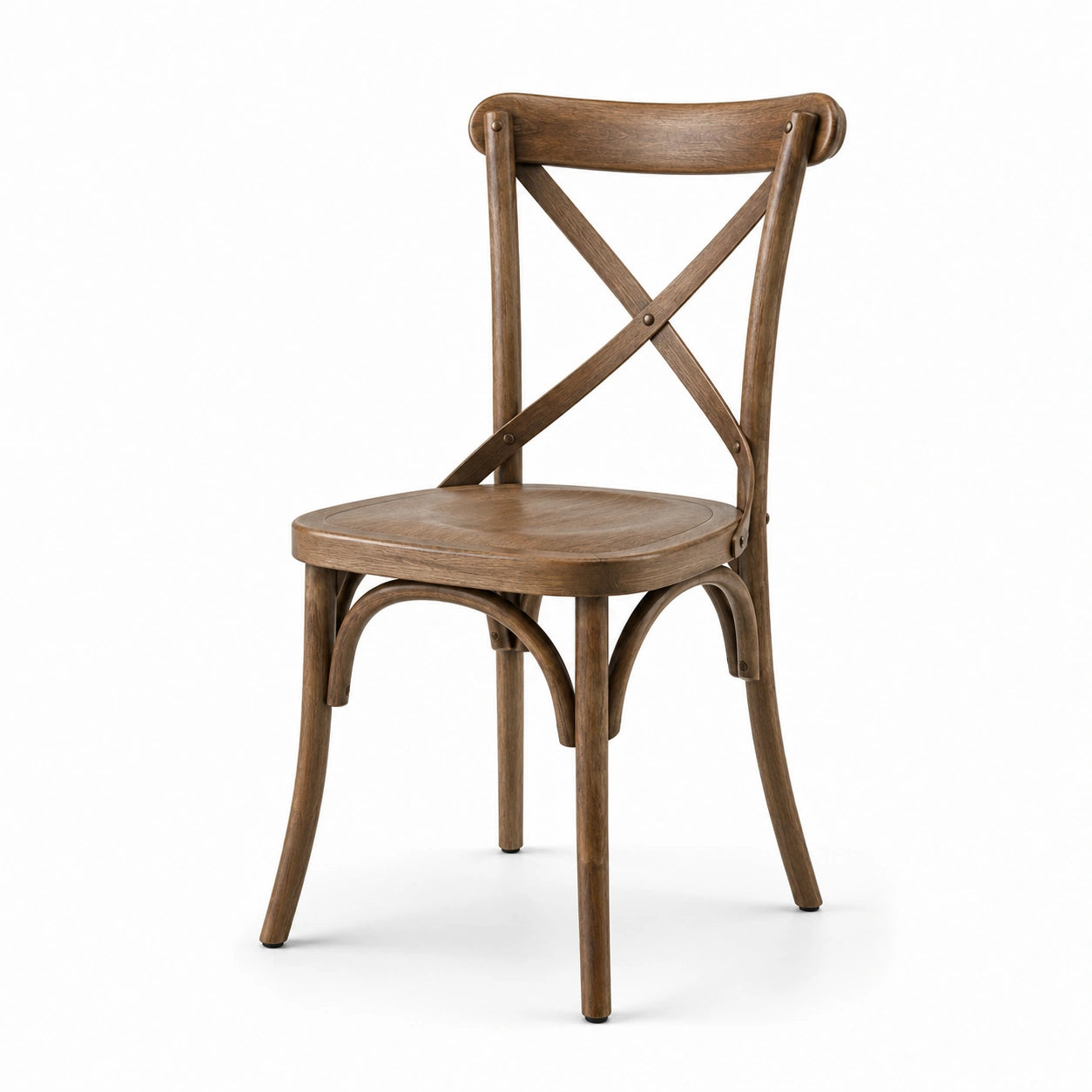 Brauner Holzstuhl mit Kreuzlehne im Landhausstil, 48 × 52 × 89 cm