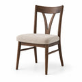 Gepolsterter Holzstuhl im Retro-Stil, Braun/Beige, 50 × 55 × 82 cm