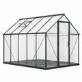 Gewächshaus aus Aluminium und Polycarbonat mit Dachfenster, 250 × 190 × 195 cm, Dunkelgrün/Transparent