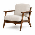 Loungesessel mit Stoffbezug und Holzgestell, Creme und Braun, 76 × 82 × 82 cm, Mid-Century-Stil