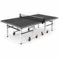 Klappbare Tischtennisplatte, 274 × 152,5 × 76 cm, Holzwerkstoff und Metall, Schwarz/Silber/Orange, fahrbar